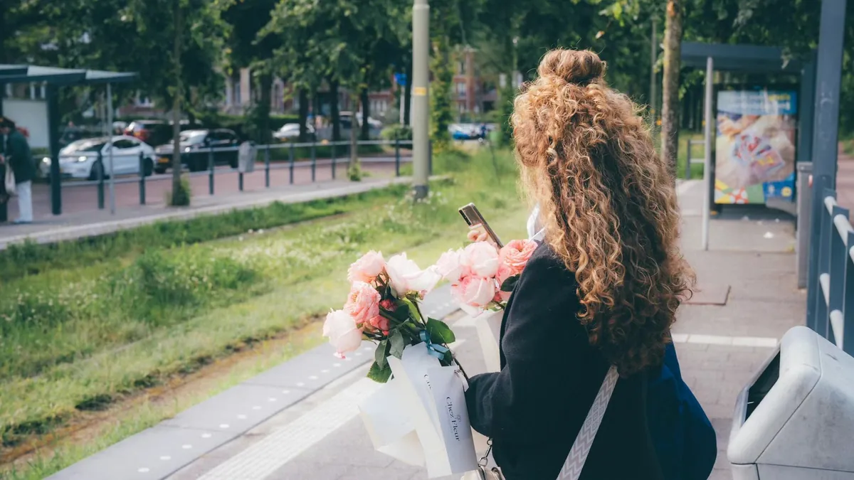 Bouquet at the Tram Stop, World Forum, Den Haag, Netherlands